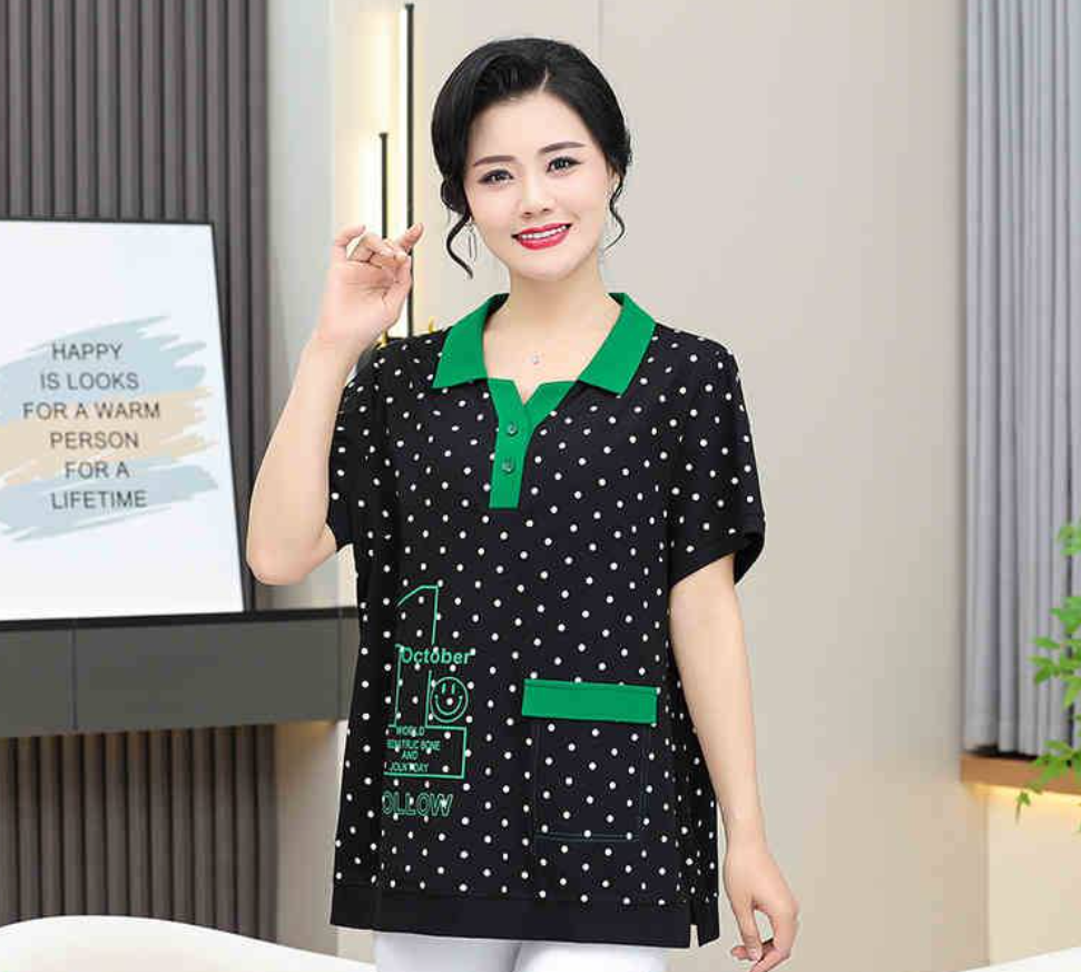 【買一送一】洋氣波點短袖T卹，材質柔軟舒適，很高級~品質可放心，不挑年齡身材！售後有保障，可退換貨！